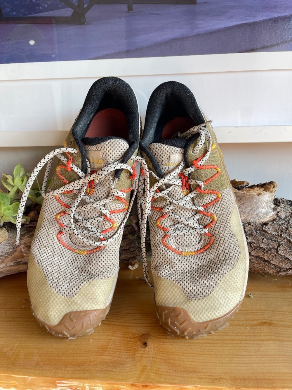 Merrell Kids Light Green and Orange Lace-Up Sneakers